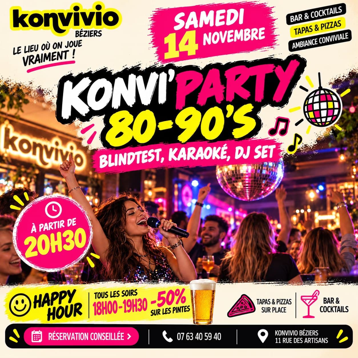 Affiche : KONVI’PARTY ANNÉES 80/90 : RETOUR VERS LES ANNÉES FOLLES ! 🔥🎶 | BLIND TEST & DJ SET